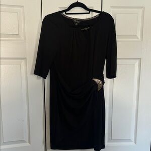 Thalia Sodi Black 3/4 Sleeve Dress with Embellished Accent